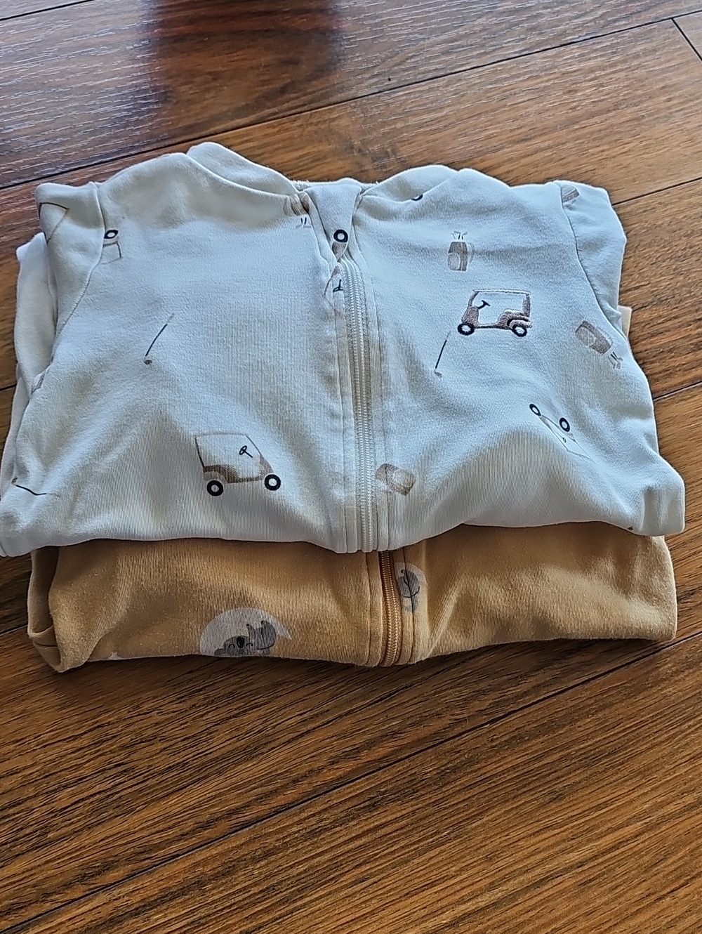 Cozy Zip-Front Baby Sleep Sack Set in Light Blue and Tan